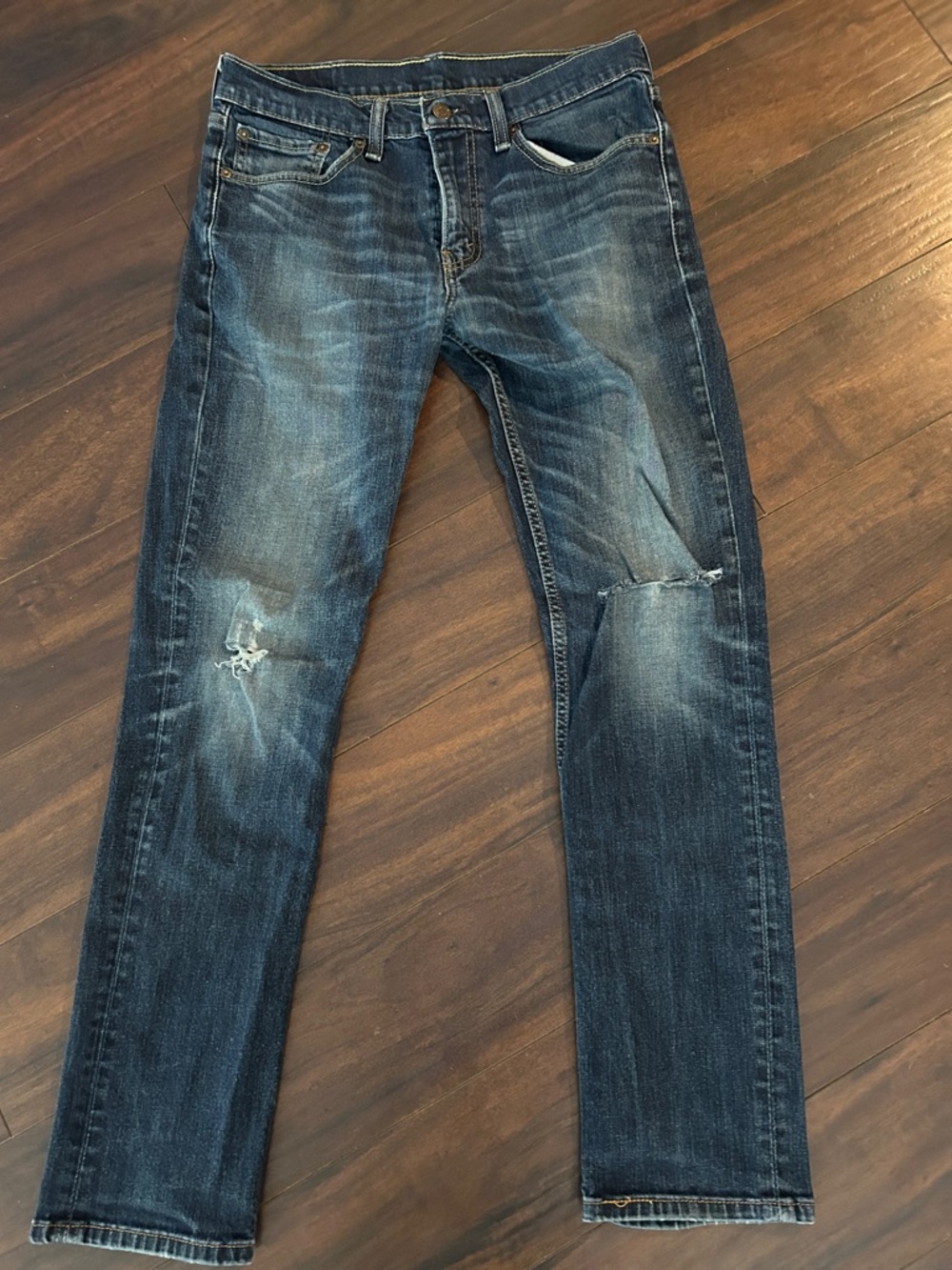 Men's Levi’s 511 Dark Blue Distressed Slim Jeans